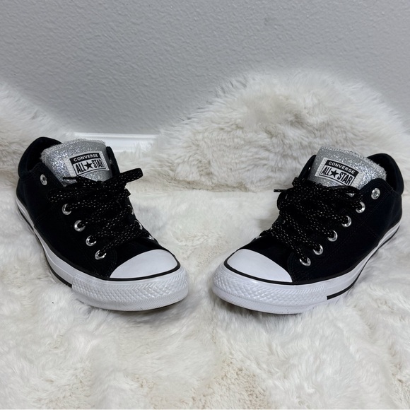 Converse All Star Madison Classic Low Top Shoes Black & Silver Glitter Sneakers - Picture 5 of 10